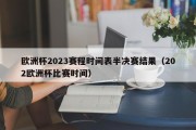 欧洲杯2023赛程时间表半决赛结果（202欧洲杯比赛时间）